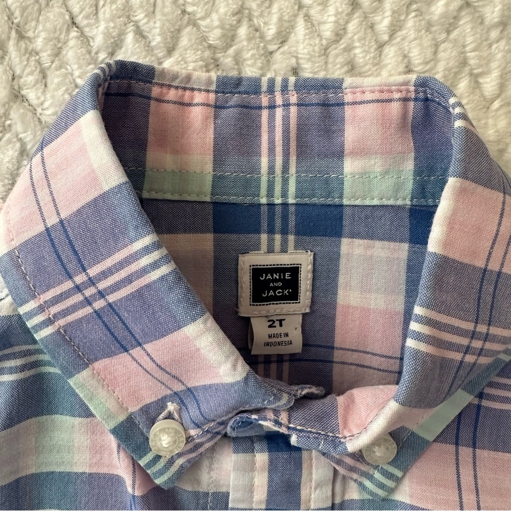 Janie and Jack Plaid Button Down Dress Shirt 2T - Picture 7 of 9